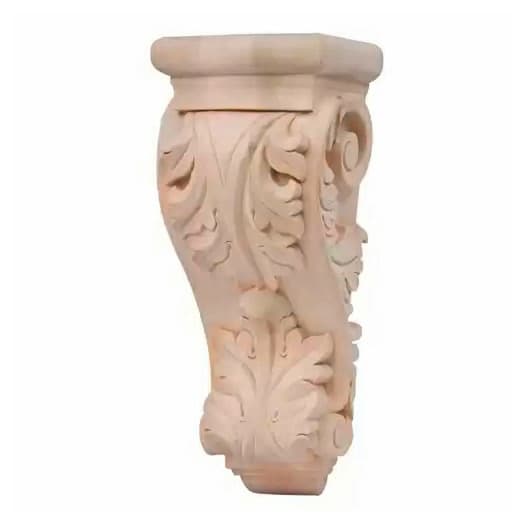 4-3/4" Acanthus Hand Carved Corbel, Red Oak