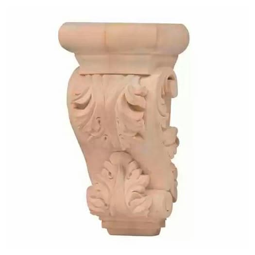 3-1/2" Acanthus Hand Carved Corbel, Red Oak