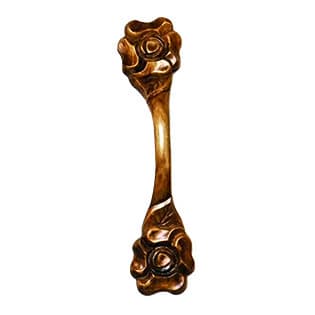 8-1/2" Flower Vertical Wood Pull, Cherry