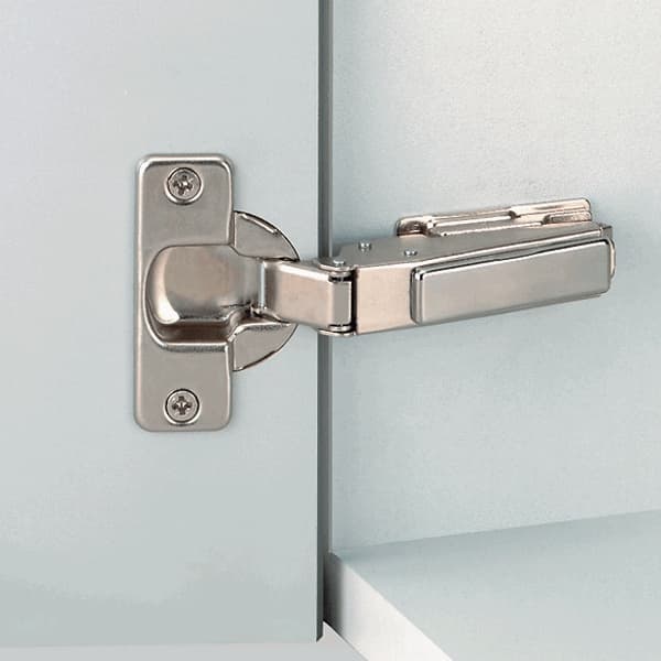 Nexis 110° Opening Hinge, 45mm Bore Pattern, Self-Closing, Full Overlay, Nickel-Plated, Dowelled