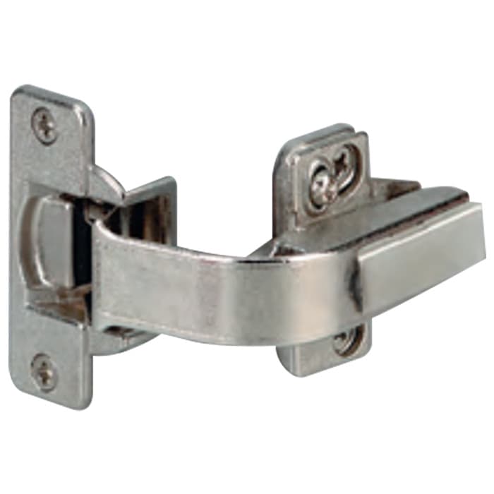 Nexis Pie-Cut Corner 110° Opening Hinge, 48mm Bore Pattern, Self-Closing, Nickel-Plated, Dowelled