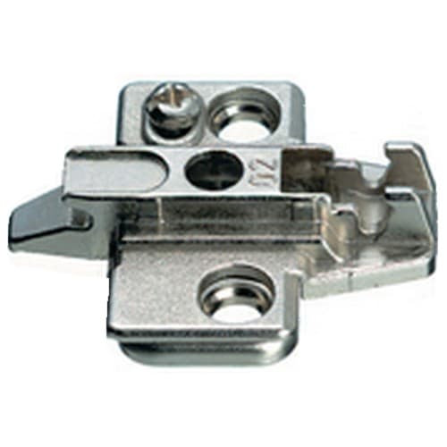 Nexis 2-Piece Adjustable Wing Mounting Plate, 3-Point Fixing, Nickel-Plated, for Euro Screws, 2mm