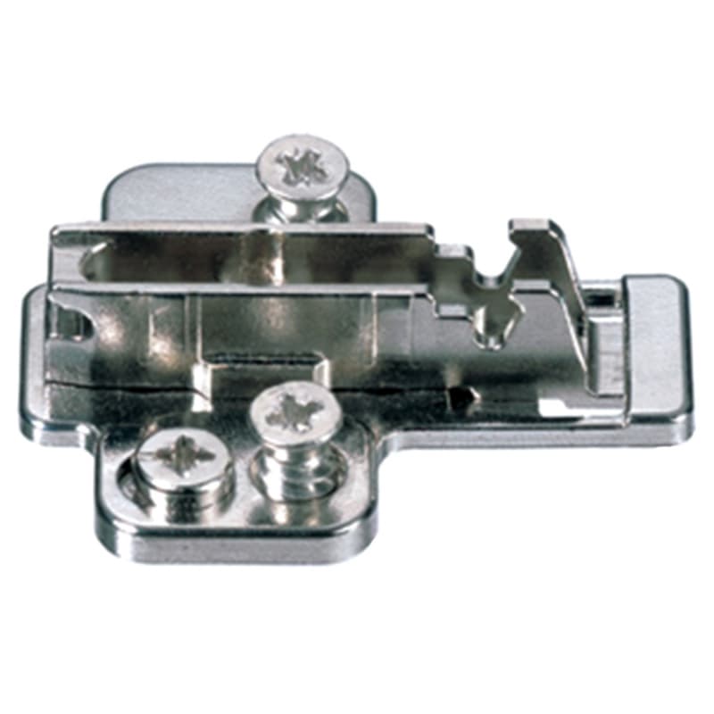 Nexis 2-D Cam Adjustable Wing Mounting Plate, 2-Point Fixing, Nickel-Plated, with Pre-Mounted Euro-Screws, 4mm