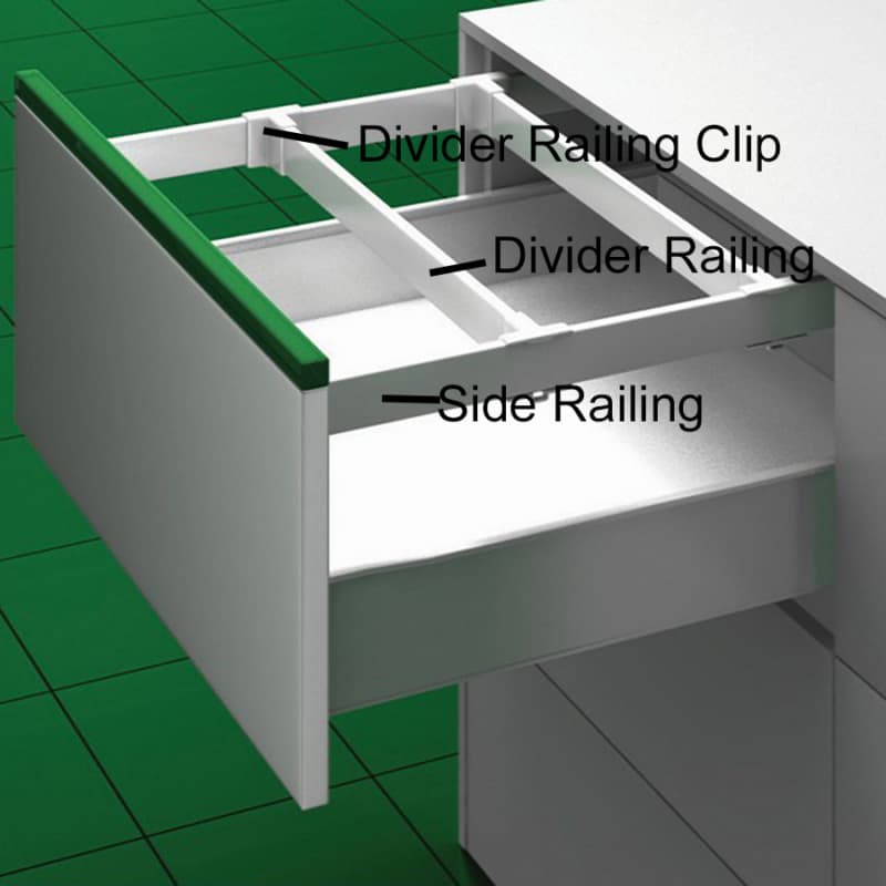 Zargen 6100 Drawer Side Rail, White Epoxy, 20