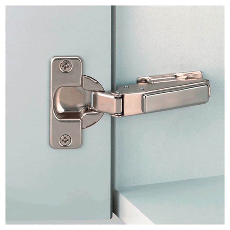 Nexis 110° Opening Hinge, 45mm Bore Pattern, Self-Closing, Half Overlay, Nickel-Plated, Screw-On