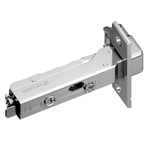 Tiomos 95° Opening Thick Door Hinge, 45mm Bore Pattern, Soft-Closing, Overlay, Nickel-Plated, Screw-On