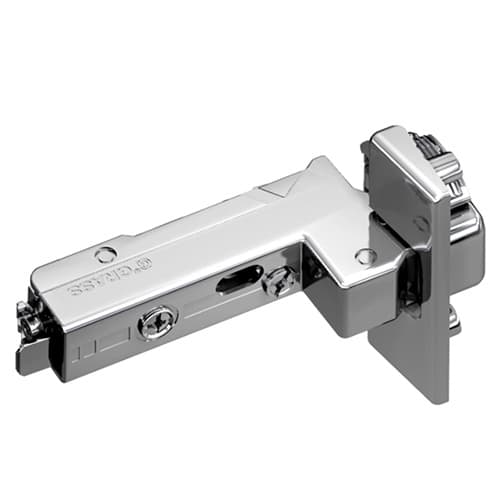 Tiomos 95° Opening Thick Door Hinge, 42/45mm Bore Pattern, Self-Closing, Inset, Nickel-Plated, Impresso