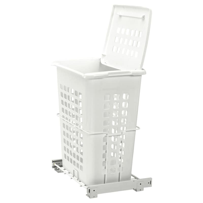 19-7/8" Wide Pull-Out Hamper with Lid, White Finish
