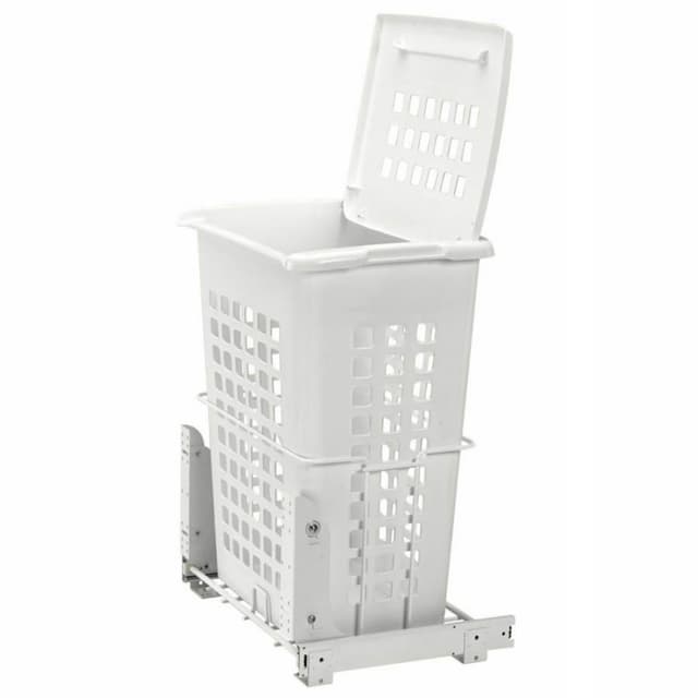 19-7/8" Wide Door-Mount Hamper with Lid, White Finish