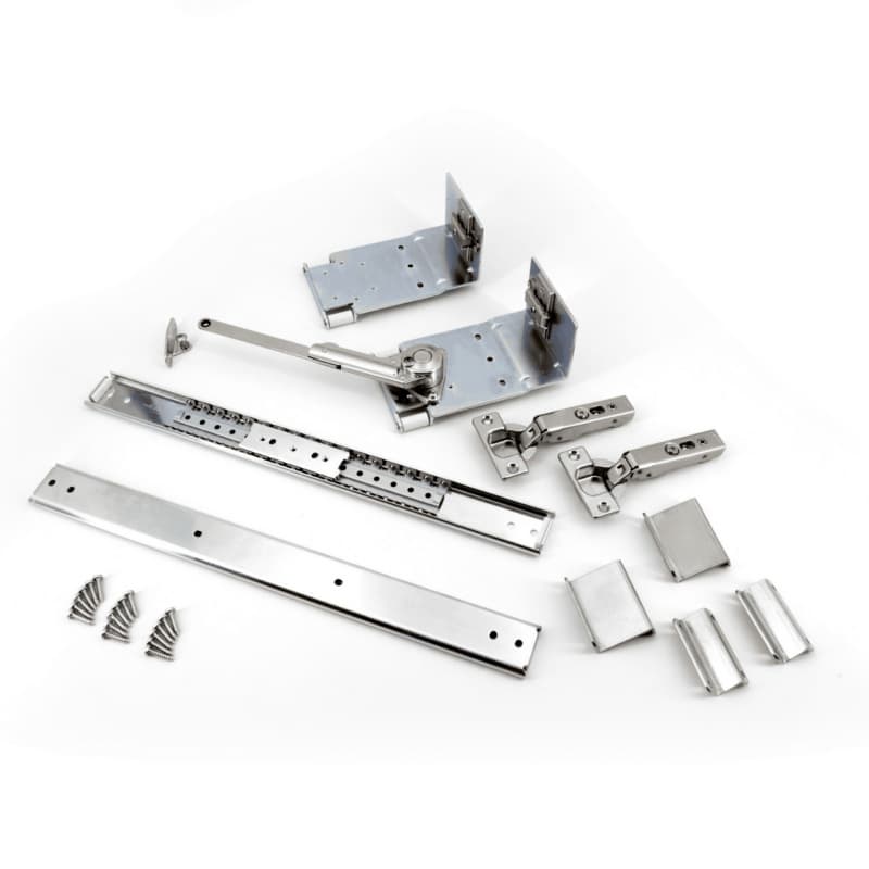 24" Double Soft-Closing Receding Door Mechanism, Nickel, 18mm - 30mm Door Thickness