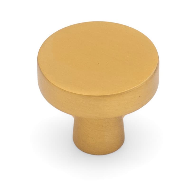 1-11/32" City Style Round Cabinet Knob, Brushed Satin Brass