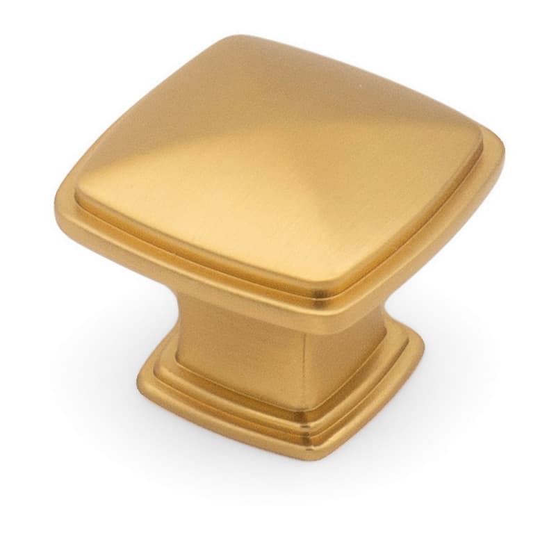 1-11/64" Skyline Square Cabinet Knob, Brushed Satin Brass