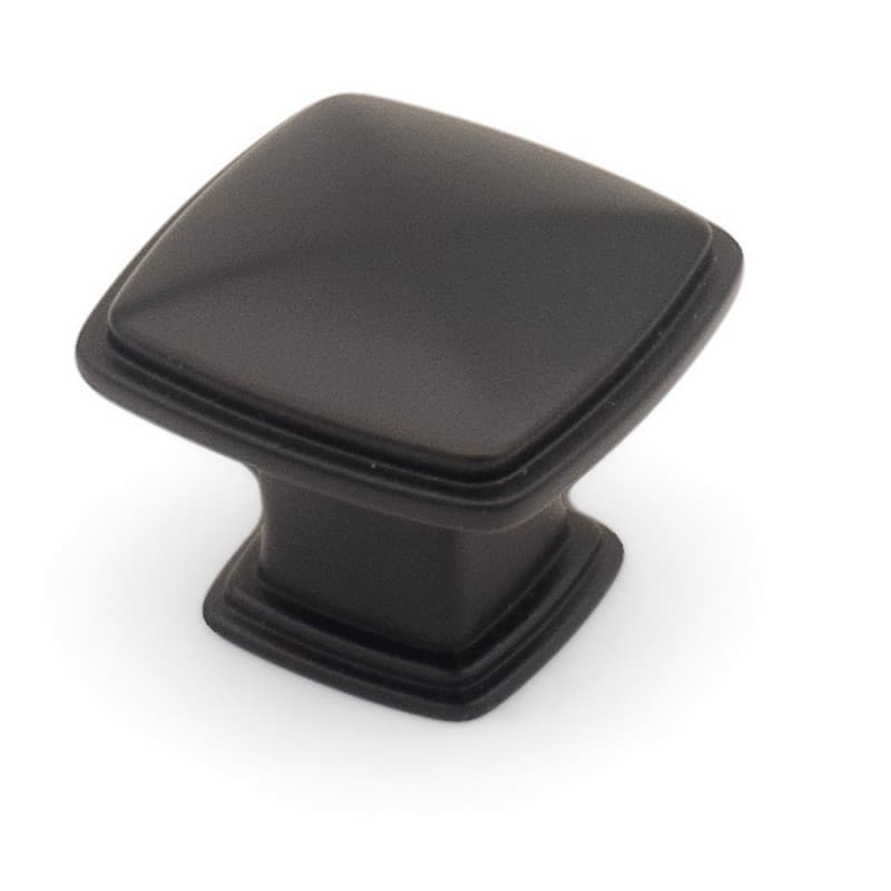 1-11/64" Skyline Square Cabinet Knob, Matte Black
