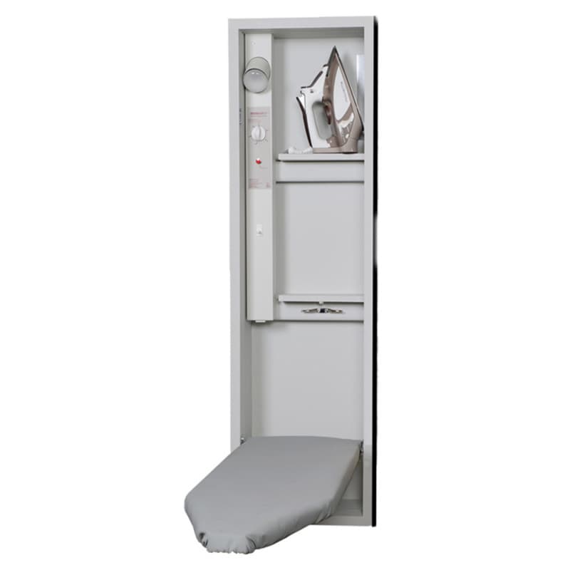 7-3/4" No-Door Electric Ironing Center with 42" Non-Swiveling Board, Unfinished Finish