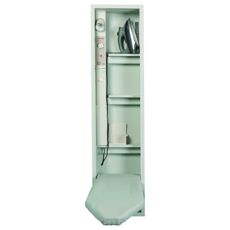 7-3/4" No-Door Non-Electric Ironing Center with 42" Non-Swiveling Board, Unfinished Finish