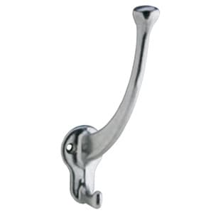 Double Prong Coat/Hat Hook, Bright Brass Finish