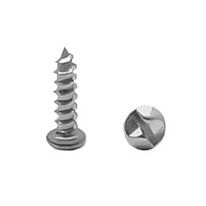 #10 x 5/8" Round Head One-Way Sheet Metal Screw, Slot Drive #10-24 Thread, Polished Chrome, Box of Hundred by Jacknob