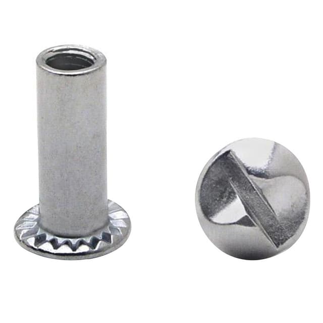 5/8" Truss Head One-Way Barrel Nuts, Slot Drive #10-24 Thread, Polished Chrome, Box of Hundred by Jacknob