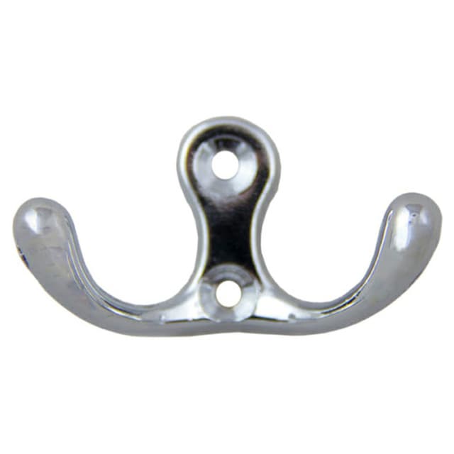 Side by Side Double Coat Hook, Polished Chrome