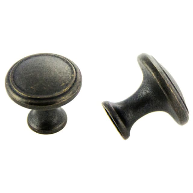 30mm Traditional Deco Round Knob, Weathered Black, 26mm Projection