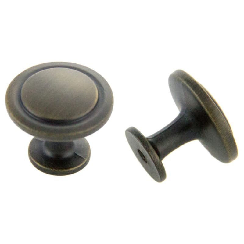 31.6mm Traditional Deco Round Knob, Antique Satin Brass