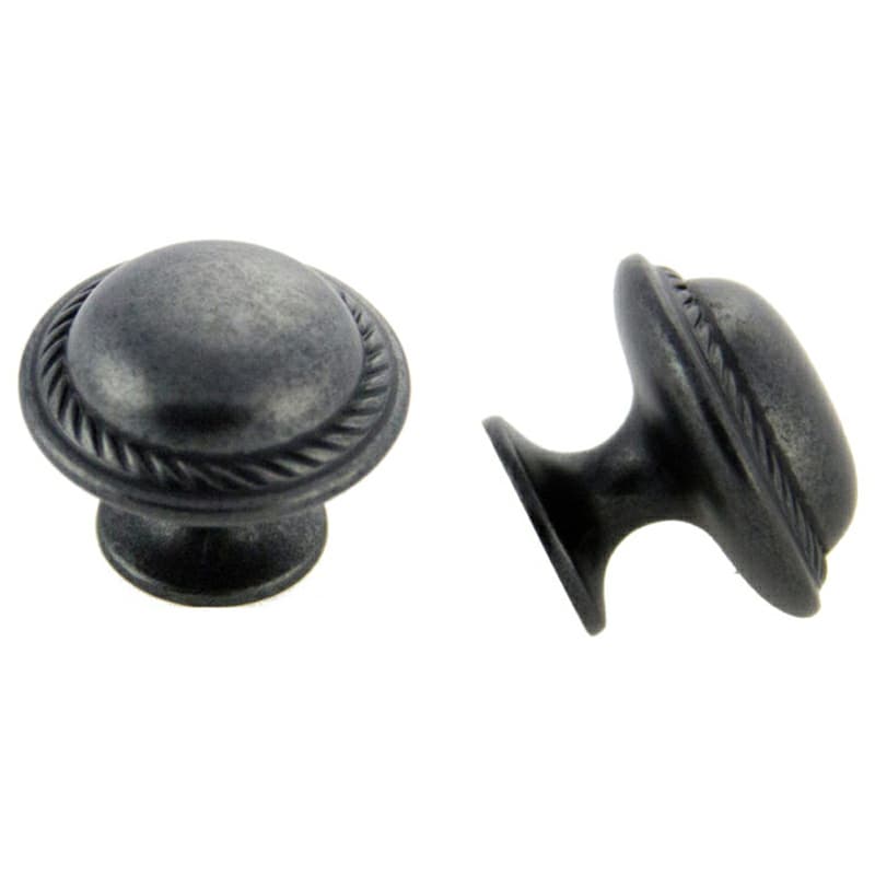 30mm Traditional Rope Round Knob, Weathered Black