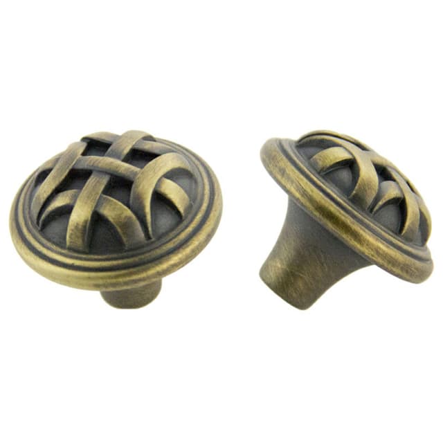 32mm Traditional Braided Round Knob, Antique Satin Brass