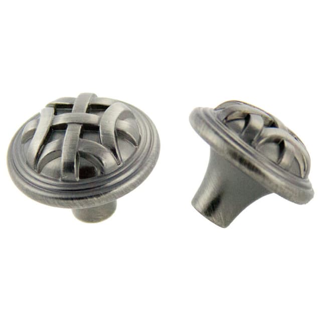 32mm Traditional Braided Round Knob, Antique Satin Pewter