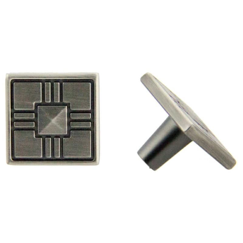 32mm Craftsman Square Knob, Antique Satin Pewter