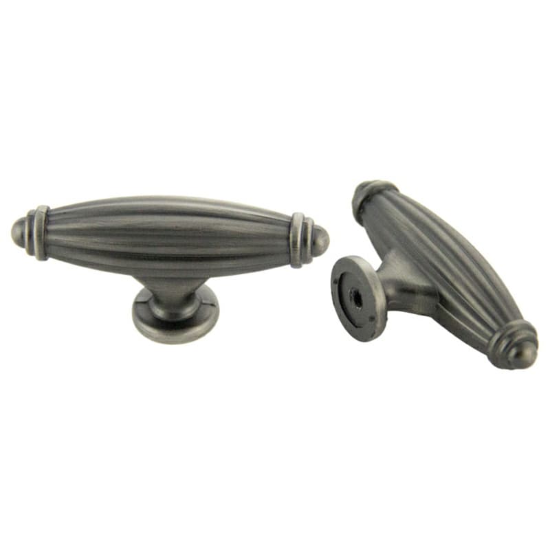 65mm Traditional T-Handle Deco Knob, Antique Satin Pewter