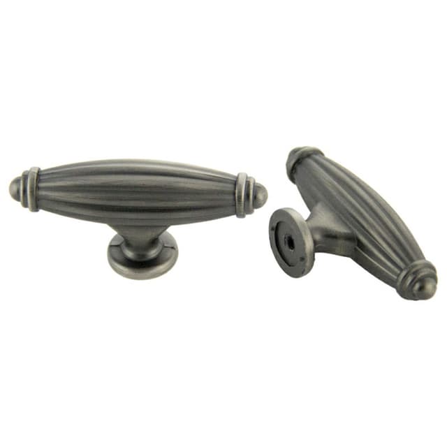 65mm Traditional T-Handle Deco Knob, Antique Satin Pewter
