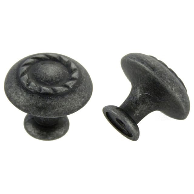 30mm Traditional Rope Round Knob, Antique Silver, 26mm Projection