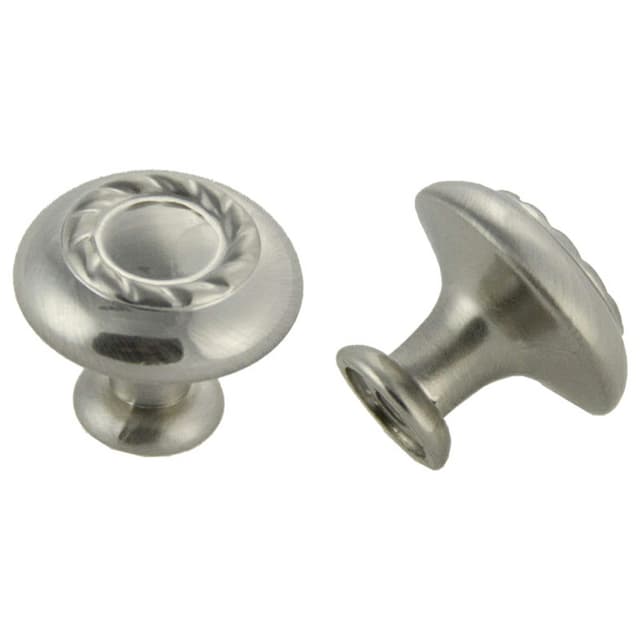 30mm Traditional Rope Round Knob, Satin Nickel, 26mm Projection
