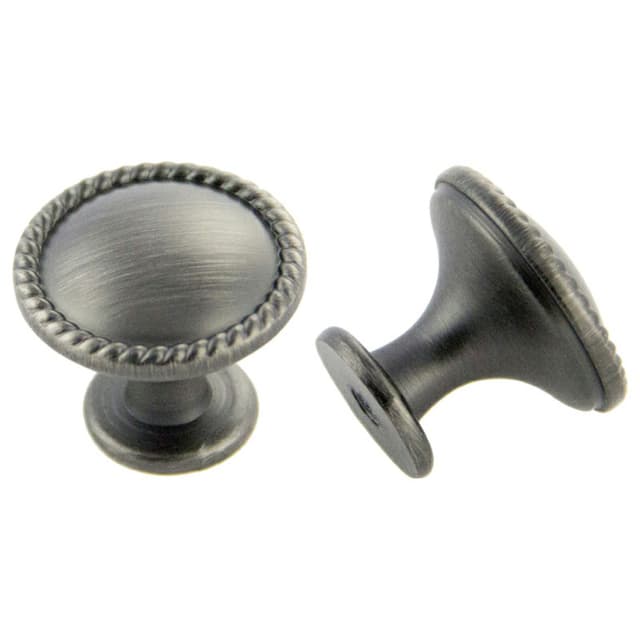 30mm Traditional Rope Round Knob, Antique Satin Pewter, 22mm Projection
