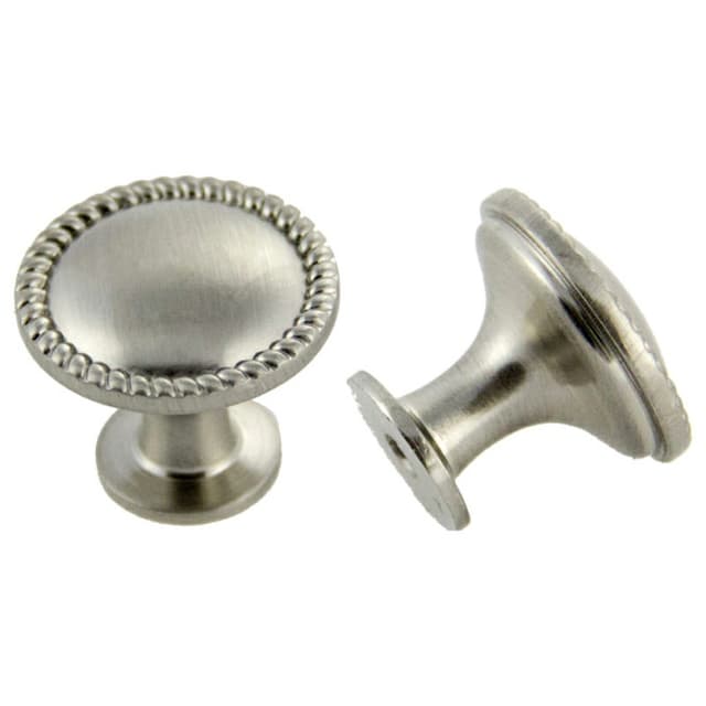 30mm Traditional Rope Round Knob, Satin Nickel, 22mm Projection