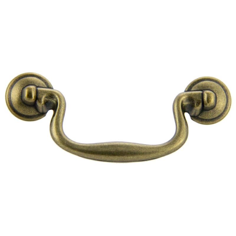 4" Fixed Bail Pull, Antique Brass Machined