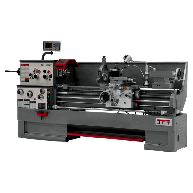 Jet Tools GH-1860ZX 7-1/2 HP Large Spindle Bore Lathe with Newall DP700 DRO/Taper Attachment/Collet Closer, 3 Phase/230V/460V