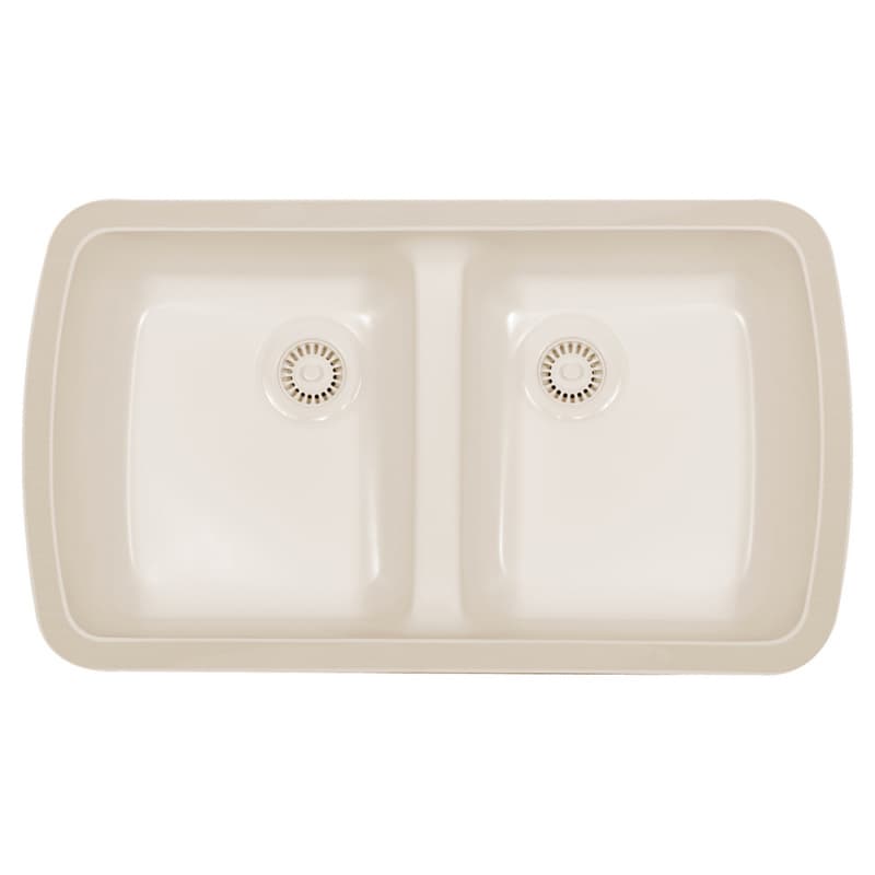A-370 Acrylic Undermount Double Bowl Kitchen Sink, 33-3/4" x 19" x 8-3/4", Bisque
