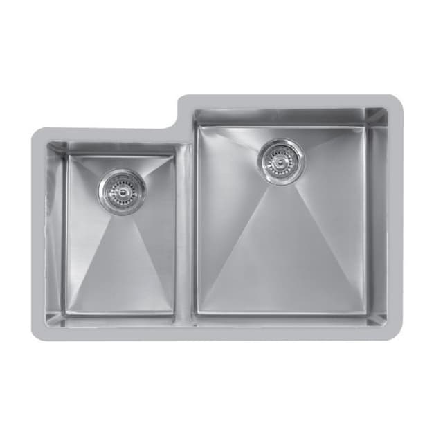 Edge 560 Stainless Steel Undermount 18GLarge/Small Bowl Kitchen Sink, 32" x 21-1/2" x 9