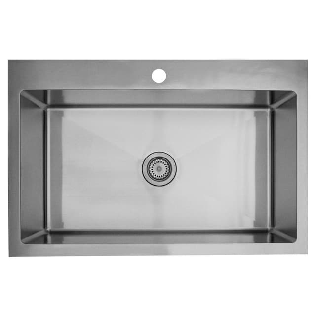 EL-33 Stainless Steel Top Mount 16G Single Bowl Kitchen Sink Kit, 33" x 22" x 10