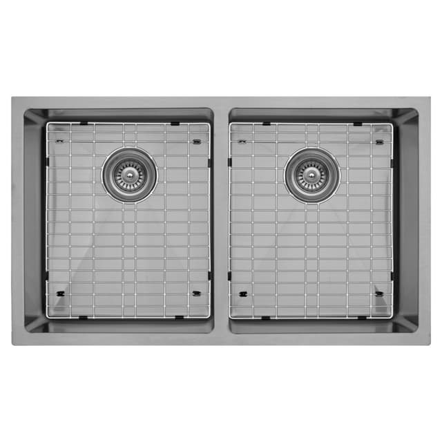 EL-76 Stainless Steel Undermount 16G Double Bowl Kitchen Sink Kit, 32" x 19" x 10