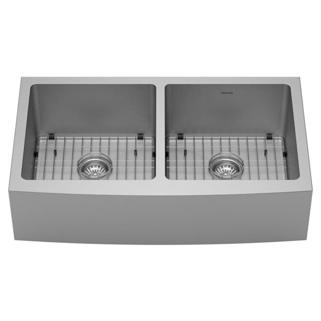 EL-88 Stainless Steel Farmhouse/Apron Front 16G Double Bowl Kitchen Sink Kit, 36" x 221/4" x 10