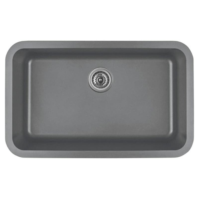 Q-340 Quartz Under Mount Extra Large Single Bowl Kitchen Sink, 30-7/8" x 18-7/8" x 9", Gray