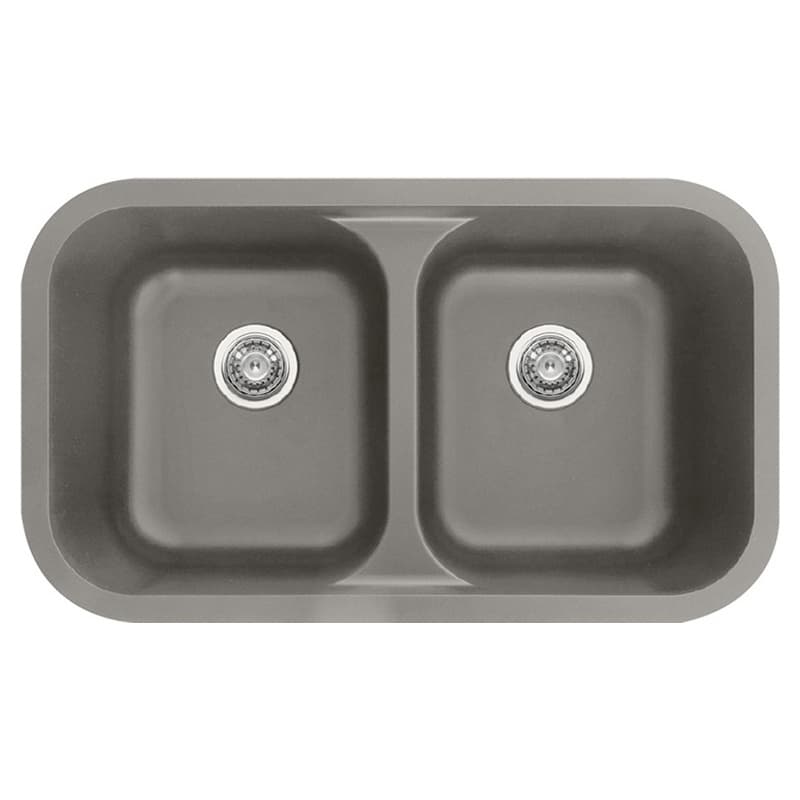 Q-350 Quartz Undermount Double Bowl Kitchen Sink, 32-3/8" x 19" x 8-1/2", Concrete