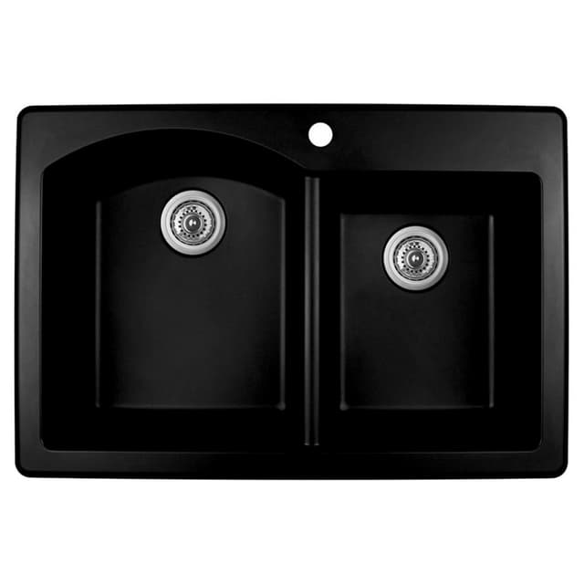 Karran QT-610 Quartz Top Mount Composite Large/Small Double Bowl Kitchen Sink