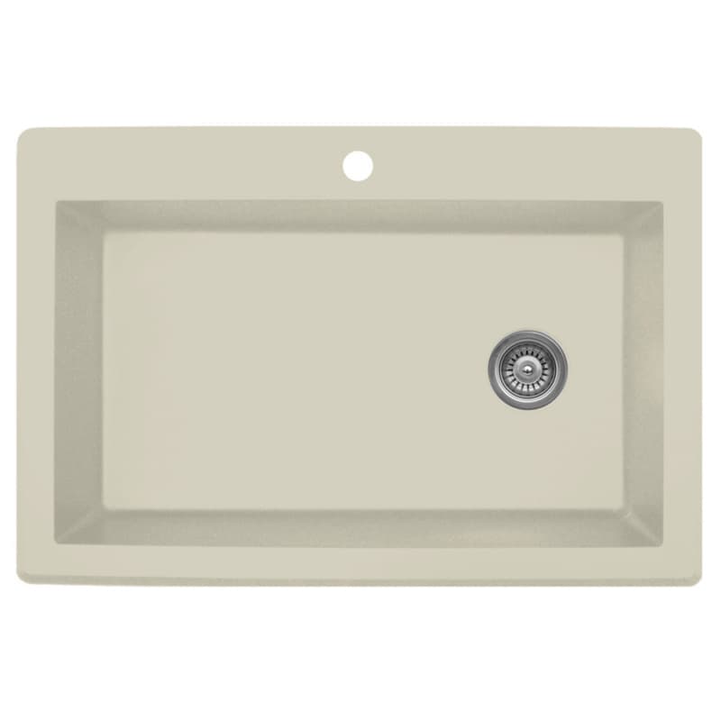 QT-670 Quartz Top Mount Extra Large Single Bowl Kitchen Sink, 33" x 22" x 9", Bisque