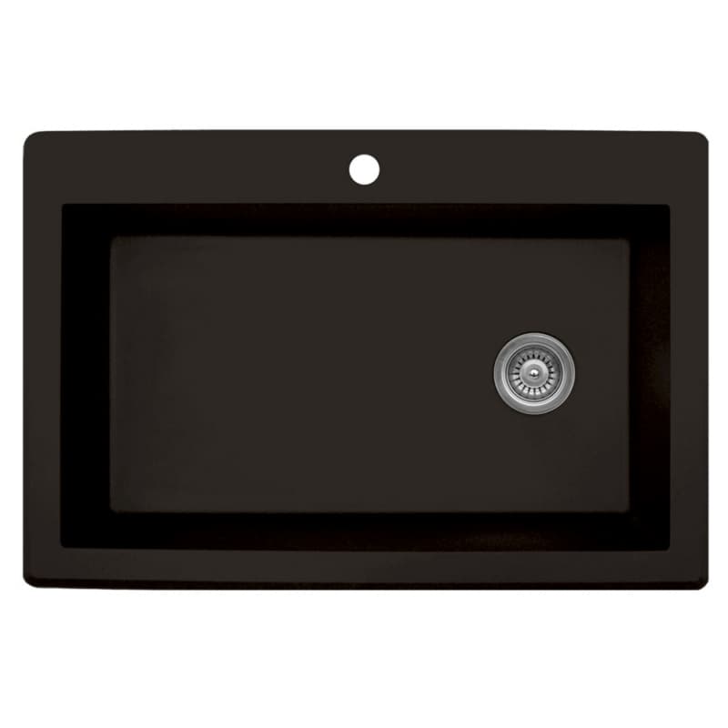 QT-670 Quartz Top Mount Extra Large Single Bowl Kitchen Sink, 33" x 22" x 9", Brown