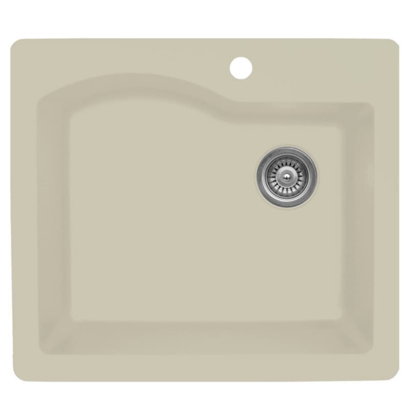 QT-671 Quartz Top Mount Single Bowl Kitchen Sink, 25" x 22" x 9", Bisque