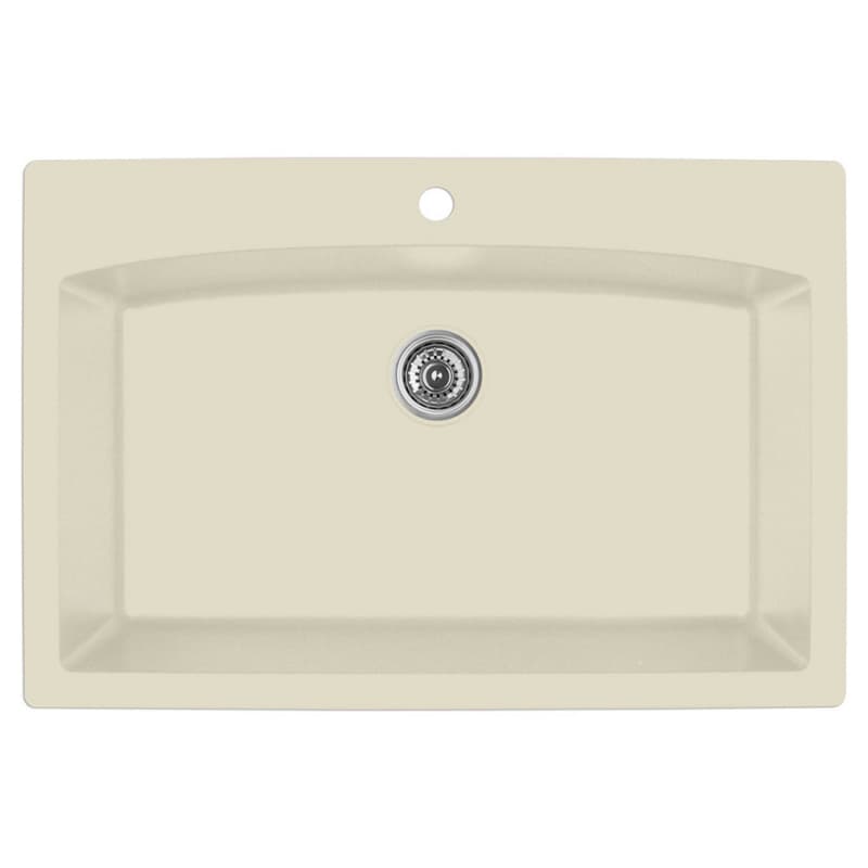 QT-712 Quartz Top Mount Extra Large Single Bowl Kitchen Sink, 33" x 22" x 9", Bisque