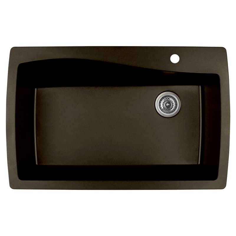 QT-722 Quartz Under Mount Extra Large Single Bowl Kitchen Sink, 34" x 22" x 9", Brown